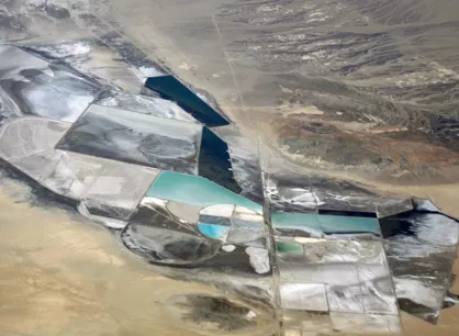 Aerial view of a lithium mine.
